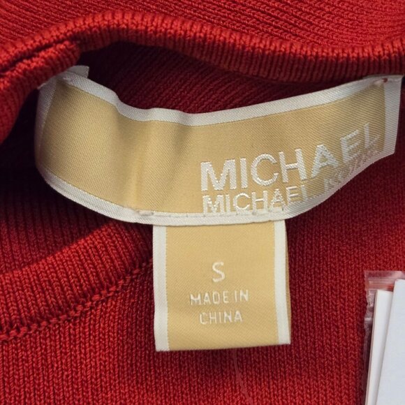 Michael Kors Rhinestone Trimmed Slit Bodycon Dress S Crimson Evening Holiday NWT - Picture 8 of 11